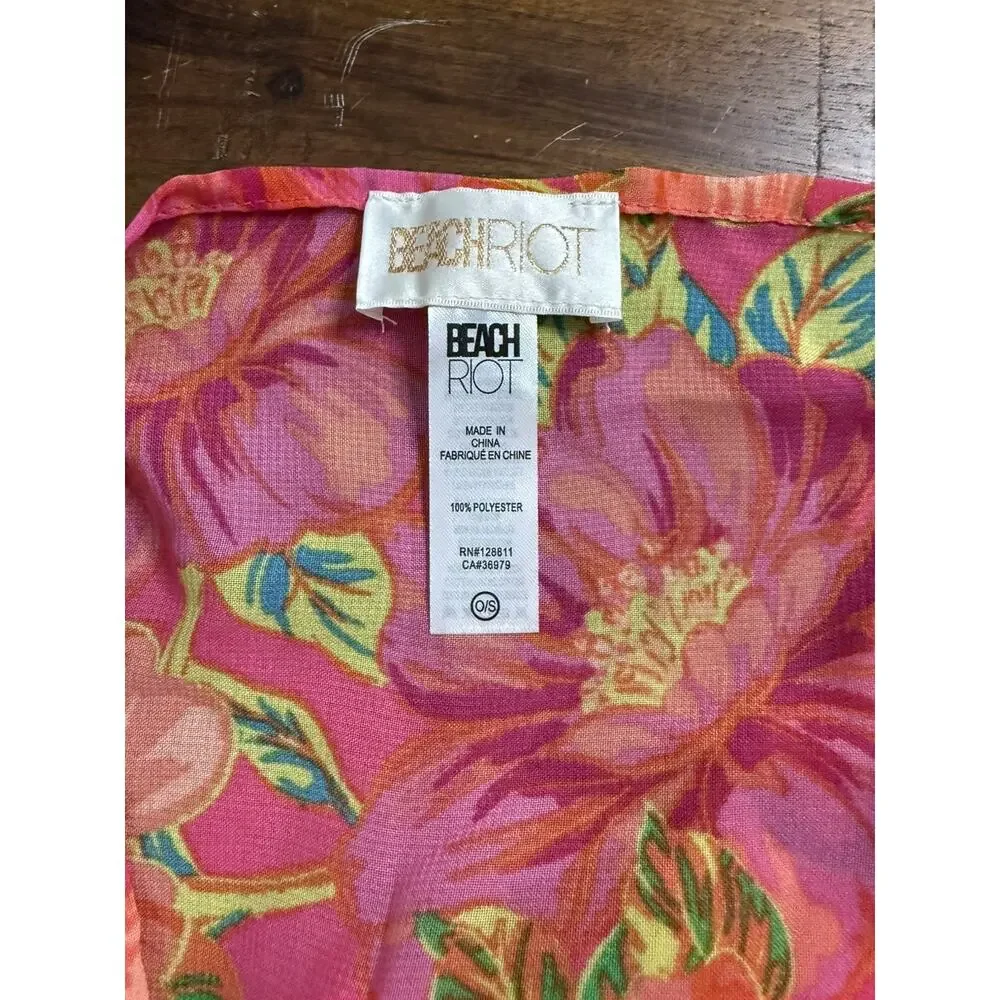 Beach Riot Melanie Sarong One Size Pink Floral Wrap Skirt Resort Pool Vacation